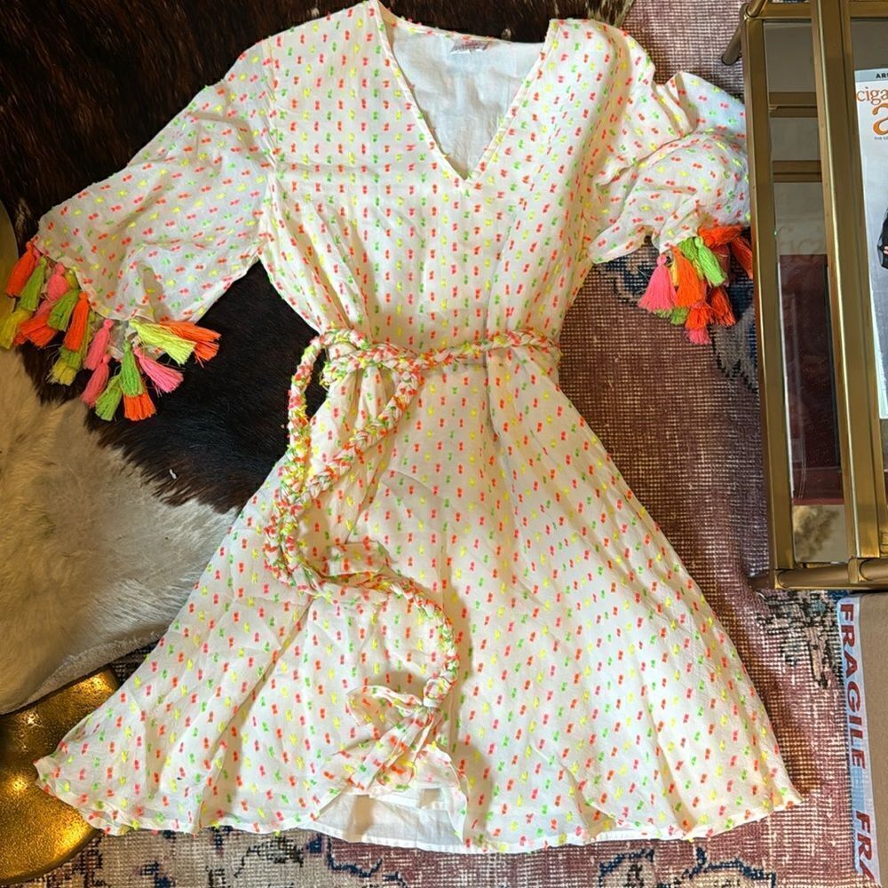 Tessora Multicolor Mini Dress with tassles